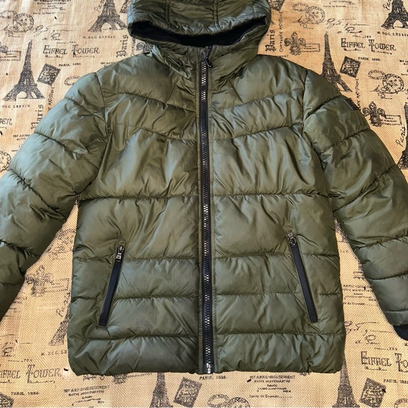 Michael kors kids green olive hooded puffer jacket - Picture 4 of 12